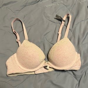 Aerie 32A Underwire Padded Push Up Bra Blush Heather Pink